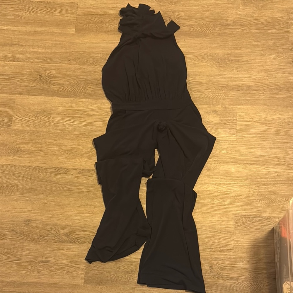 New York & Company Blue Wide-Leg Jumpsuit with No Sleeves